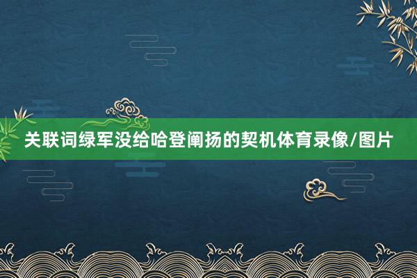 关联词绿军没给哈登阐扬的契机体育录像/图片