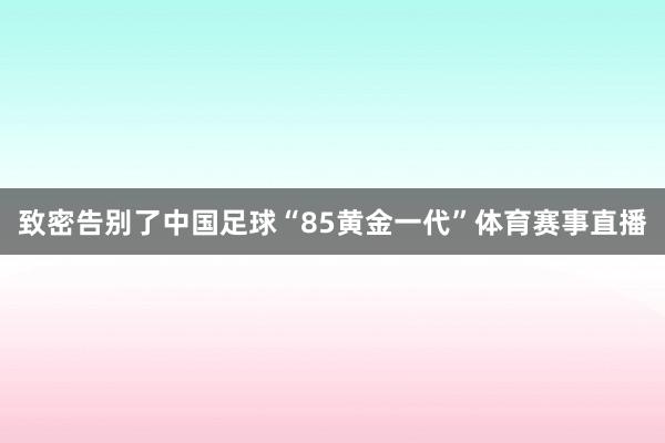 致密告别了中国足球“85黄金一代”体育赛事直播