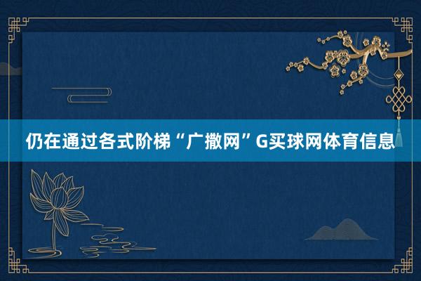 仍在通过各式阶梯“广撒网”G买球网体育信息
