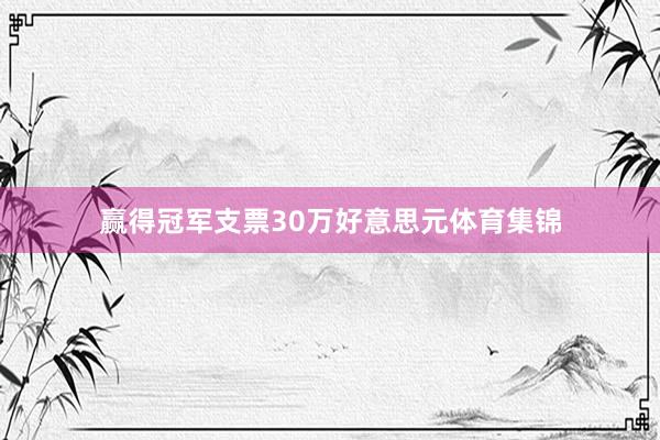 赢得冠军支票30万好意思元体育集锦