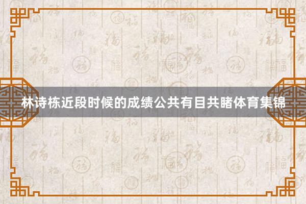 林诗栋近段时候的成绩公共有目共睹体育集锦