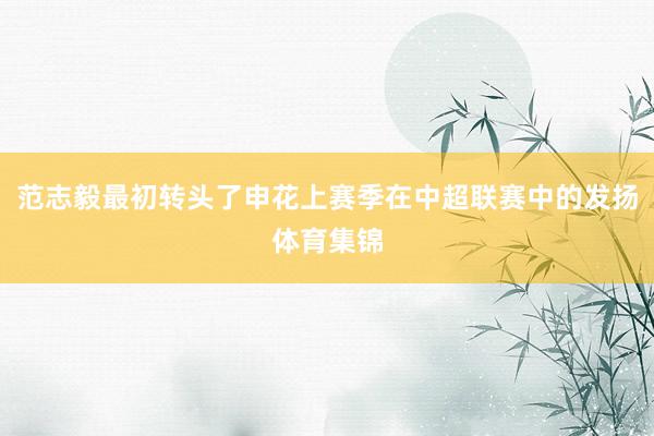 范志毅最初转头了申花上赛季在中超联赛中的发扬体育集锦