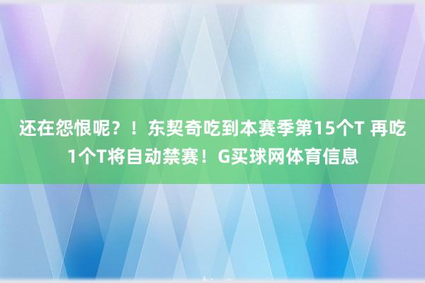 还在怨恨呢？！东契奇吃到本赛季第15个T 再吃1个T将自动禁赛！G买球网体育信息