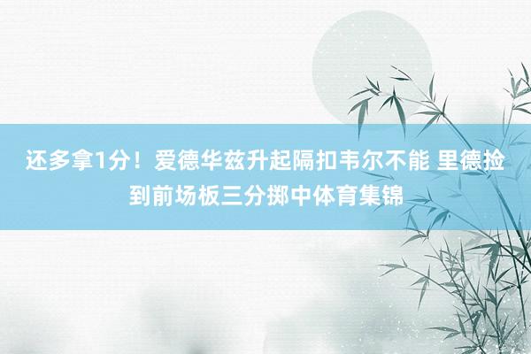 还多拿1分！爱德华兹升起隔扣韦尔不能 里德捡到前场板三分掷中体育集锦