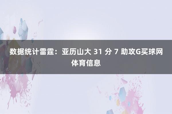 数据统计雷霆：亚历山大 31 分 7 助攻G买球网体育信息