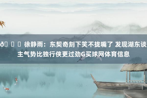 😍徐静雨：东契奇刻下笑不拢嘴了 发现湖东谈主气势比独行侠更过劲G买球网体育信息