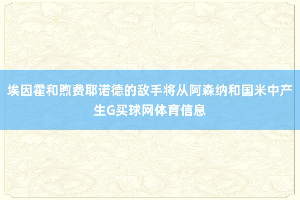 埃因霍和煦费耶诺德的敌手将从阿森纳和国米中产生G买球网体育信息