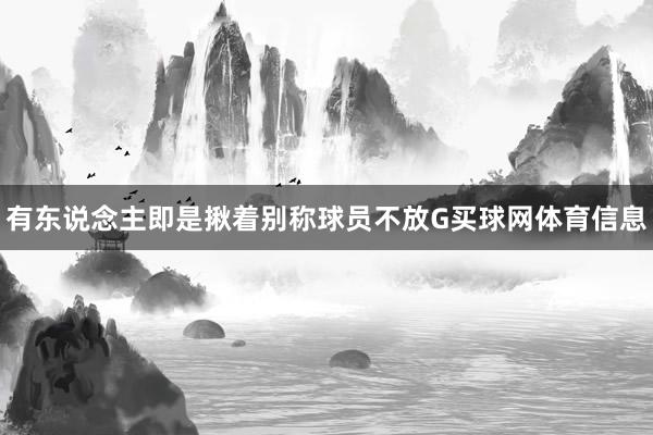 有东说念主即是揪着别称球员不放G买球网体育信息
