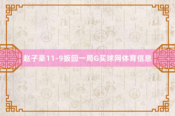 赵子豪11-9扳回一局G买球网体育信息