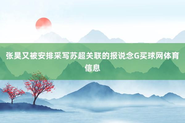 张昊又被安排采写苏超关联的报说念G买球网体育信息