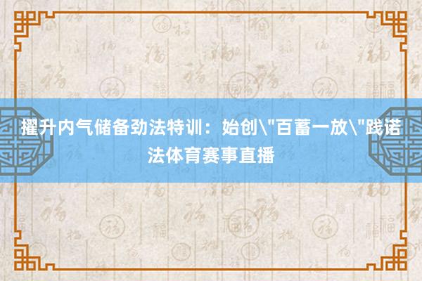 擢升内气储备劲法特训：始创