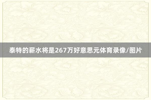 泰特的薪水将是267万好意思元体育录像/图片