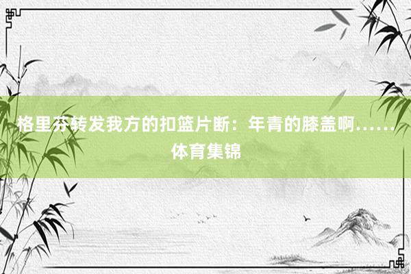 格里芬转发我方的扣篮片断：年青的膝盖啊……体育集锦